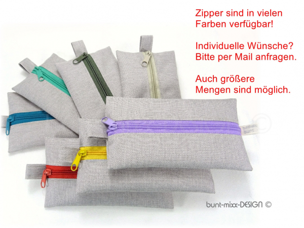 Täschchen Outdoorstoff grau-beige SAND Zipper viele Farben Karabiner, TaTüTa Inhalator Kosmetik, BuntMixxDESIGN